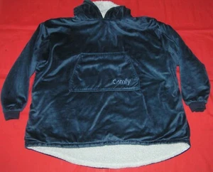 THE COMFY HOODIE SWEATER CARDIGAN SHERPA BLUE 8 - Picture 1 of 4