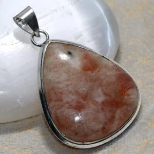 925 Silver Plated Sunstone Ethnic Pendant Handmade Jewelry Size 2" AU y525 - Picture 1 of 3