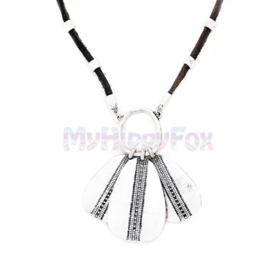 Collar de cuentas de cuero con colgante multitribal tono plata Lucky Brand Foto 1 de 4