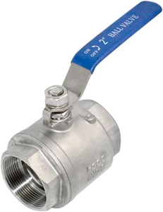 316 Stainless Steel Ball Valve 2" Full Port NPT Female x Female Blue New - Picture 1 of 6