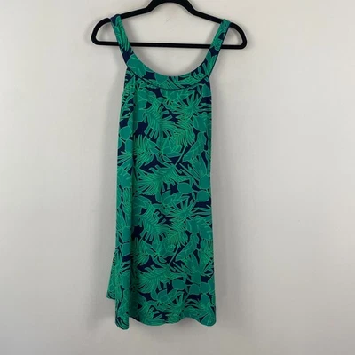 Lands' End Chlorine Resistant High Neck Swim Dress One Piece Size 24W Green Blue - Image 1 of 4