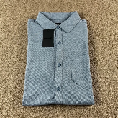 Hurley Men's Short Sleeve Button Up Shirt Blue Size M NWT MSRP $55 - Image 1 of 4