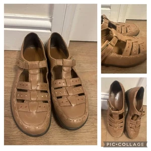 NEW Hotter Comfort shoes Tiffany NUBUCK Beige / brown Leather TBar summer Uk 6 - Picture 1 of 6
