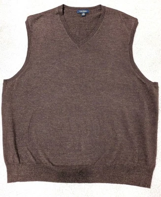 Chaleco Suéter de Lana Club Room Para Hombres XL Marrón Academia Abuelo Preppy Golf Mr Rogers Foto 1 de 4