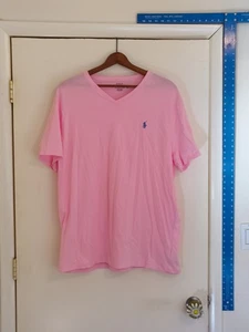 Polo Ralph Lauren Camiseta Para Hombre XXL Rosa/Azul Logo Cuello Manga Corta Informal Poni - Imagen 1 de 5