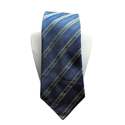 Blue Necktie GIANFRANCO VALENTINO 100% 意大利丝绸手工完成男式领带 — 第 1/4 张图片