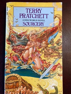 Sourcery by Terry Pratchett , 1989 (inscribed/signed Corgi ed.) - Image 1 of 3