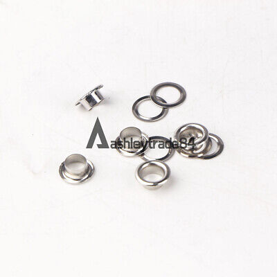 10pcs Silver Hole Metal Eyelets With Grommet Card Decoration 5mm New • 0.10€