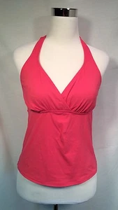 Lands' End Women's Size 2D Pink Tie Halter Tankini Swimsuit Top Surplice V Neck - Picture 1 of 9
