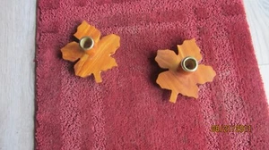 Portavelas de diseño de hoja de arce de madera vintage - Imagen 1 de 1