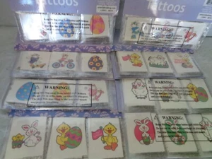 (288) Children's Temporary - Easter Tattoos - Animals - Eggs - Bunnies - Picture 1 of 2
