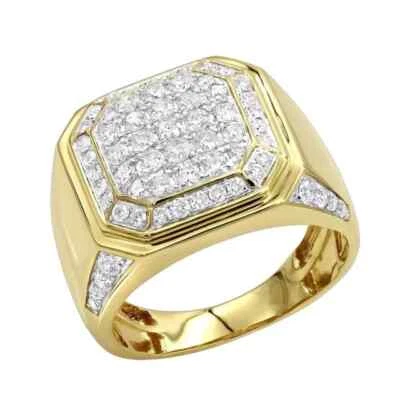 Men's 2.00 Ct Round Cut Lab Created Diamond Pinky Ring 14K Yellow Gold Plated - Image 1 of 3