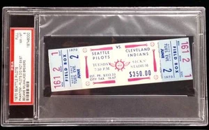 SEATTLE PILOTS vs INDIANS June 2 1970 Full Unused Phantom Game Ticket Stub PSA 8 - Picture 1 of 2