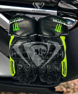 Kawasaki Monster  Motorcycle Motorbike Racing Leather Gloves - Picture 1 of 2