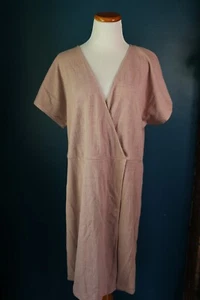 Madewell Texture & Thread Short-Sleeve Wrap Plus Size 1X Dress Dusty Pink - Picture 1 of 10