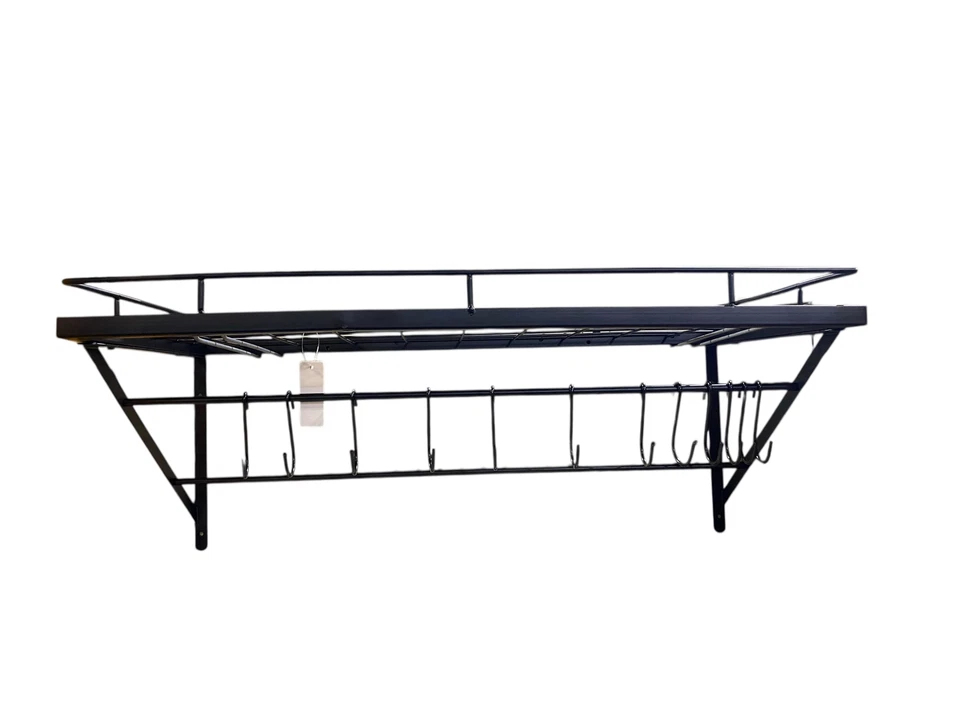 VEVOR, estante para ollas y sartenes, montado en la pared, 24 pulgadas, 12 ganchos S, negro Foto 1 de 1