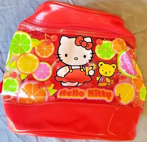 Hello Kitty 1998 Mini Backpack NWT Zipper Fruit Citrus Cherries clear - Picture 1 of 3