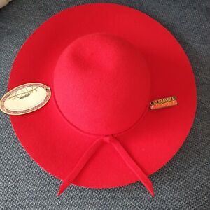 ☆Scala☆ Red Wide Brimmed WOOL Hat - Sz 57cm - Crushable / Packable - BNWT