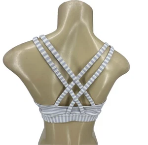 Lululemon Size 8 Women Energy Bra Central Saint Martins Nulux Grey Striped 1-7 - Picture 1 of 6