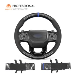 MEWANT Custom Suede PU Carbon Fiber Steering Wheel Cover for Ford Ranger 2023 - Picture 1 of 10