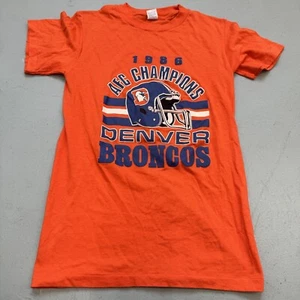 Vintage Denver Broncos T Shirt 80s 1986 AFC Champions NFL Made In USA Sz M - Picture 1 of 6
