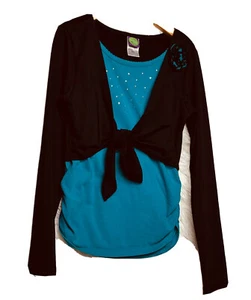 Dollie Me Girl Size 10 Black/Blue Bolero Shirt - Picture 1 of 10