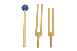 NEW GOLD High Om Tuning Fork Ohm 2 pc kit +Mallet Relaxation Meditation Healing - Imagen 1 de 3
