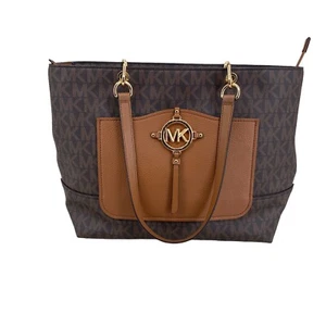 Michael Kors Womens Tote Purse Amy Large Two Tone Brown 38S2G2AT38 NEW  - Picture 1 of 11