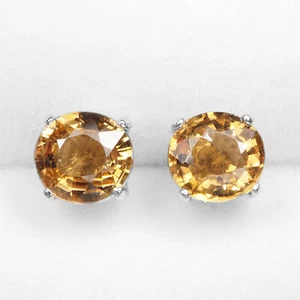 Classically Champagne Tourmaline Round 1.65Ct 925 Sterling Silver Stud Earrings - Picture 1 of 8