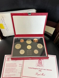 1986 UNITED KINGDOM PROOF 8 COIN COLLECTION - Picture 1 of 6