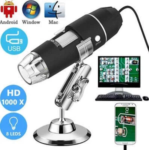 1600X Zoom 8 LED USB Microscope Digital Magnifier Endoscope Camera Video + Stand - Picture 1 of 1