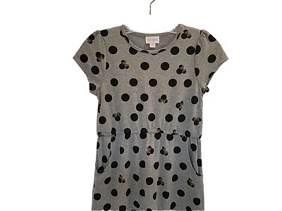 Vestido LuLaRoe Mae Niños Niñas Talla 12 Patrón Minnie Mouse 2 Bolsillos Gris Negro Foto 1 de 4