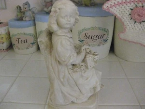 Adorable Vintage Alexander Backer Chalkware Girl Flower Basket Bookend Figurine - Picture 1 of 9