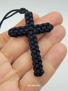 Schwarze geknüpfte Kordel Kreuz Orthodox Gebet Seil Knoten Makramee Halskette weich serbisch - Bild 1 von 9