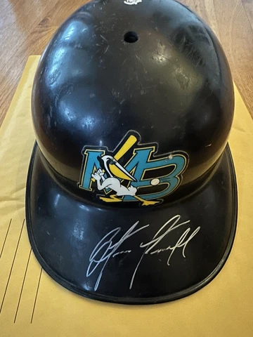 MILB Myrtle Beach Pelicans Game Used Catcher’s Helmet 2000 Size 7 3/8 Cover