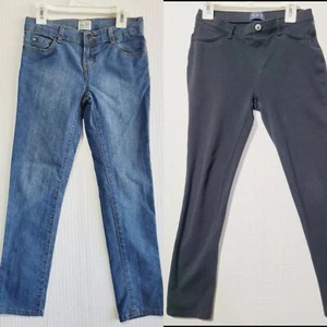 Lot of 2 Place Girl's Pants Jeans Same Size 10 12 Black Cotton Skinny pants - Picture 1 of 11