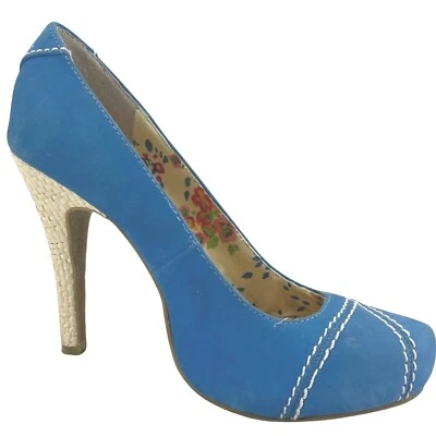 Zapatos de salón Lovely People Ingrid para mujer de cuero turquesa gamuza sin cordones talla 6M Foto 1 de 4