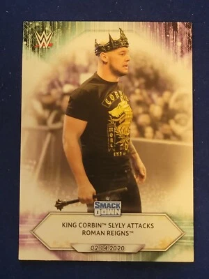 2021 Topps WWE Base Card #18 King Corbin Slyly Attacks Roman Reigns - SmackDown - Image 1 of 2