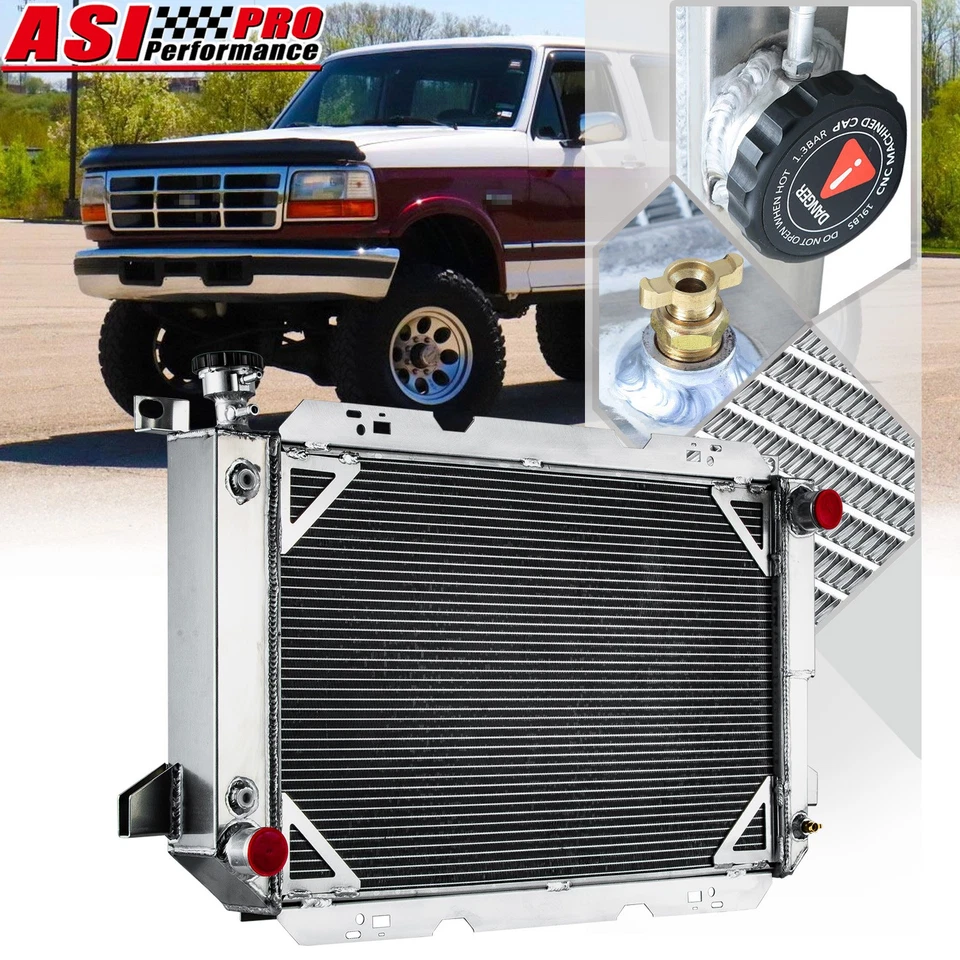 4 Row Radiator for 1985-97 Ford F150 F250 F350 Bronco F250 HD 5.0L 5.8L 7.5L — 第 1/4 张图片