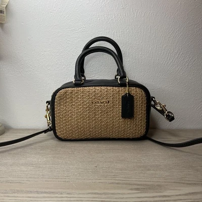 Bolso Bandolera COACH CAK74 Tostado/Negro Paja Cuero Suave Foto 1 de 4