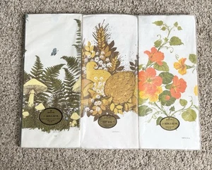 Vtg Hallmark Tablecloths Mushroom Artichoke Flowers 60x102" Paper Retro Lot Of 3 - Picture 1 of 5