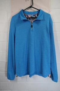 Robert Graham 1/4 Zip Pullover Sweater Blue Waffle Knit Size XL Long Sleeve - Picture 1 of 9