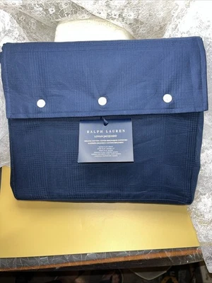 Sábana plana Ralph Lauren Queen nueva con etiquetas azul marino Lovan jacquard algodón orgánico Foto 1 de 4