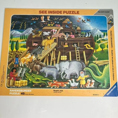 Ravensburger See Inside 45 Pc Jigsaw Puzzle NOAH'S ARK Vtg 1991 Hard to Find - Image 1 of 4