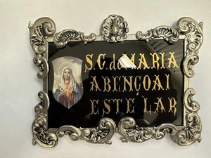 Metallrahmen religiöse Rückseitenfarbe portugiesisch Maria Maria segne dieses Haus - Bild 1 von 8