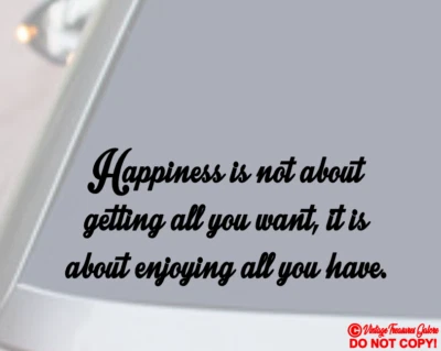 FELICIDAD CITA/DICHO Vinilo Calcomanía Adhesiva Coche Camión Ventana Trasera Pared Parachoques Foto 1 de 2