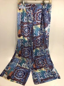 Cato Size Med Geometric Floral Colorful Palazzo Pant Women’s Pull On Elastic - Picture 1 of 7