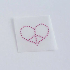 Peace Heart Bling Applikation, Peace Heart Strass Transfer, Peace Love Aufbügeln - Bild 1 von 2