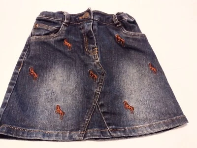 E Card Classic Girls Embroidered Horse Denim Skirt Size 4 Equestrian Blue Faded - Image 1 of 4