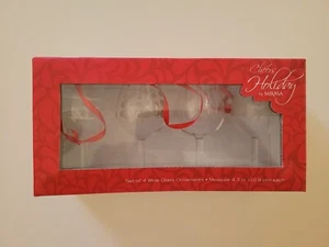 Juego de 4 adornos navideños para copa de vino de vacaciones Mikasa Cheers miniatura pequeña mini - Imagen 1 de 2